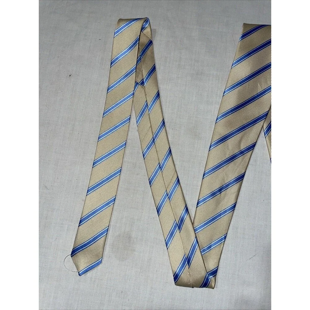 Ermenegildo Zegna Men’s Dress Tie Size 58” Ivory Blue Striped Business Formal